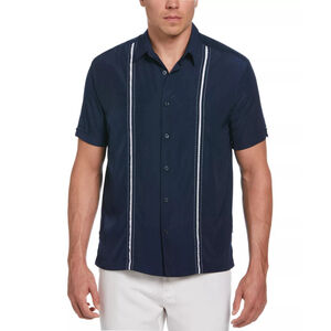 NWT Men’s Cubavera Navy Short Sleeve Button-Down Shirt Size M